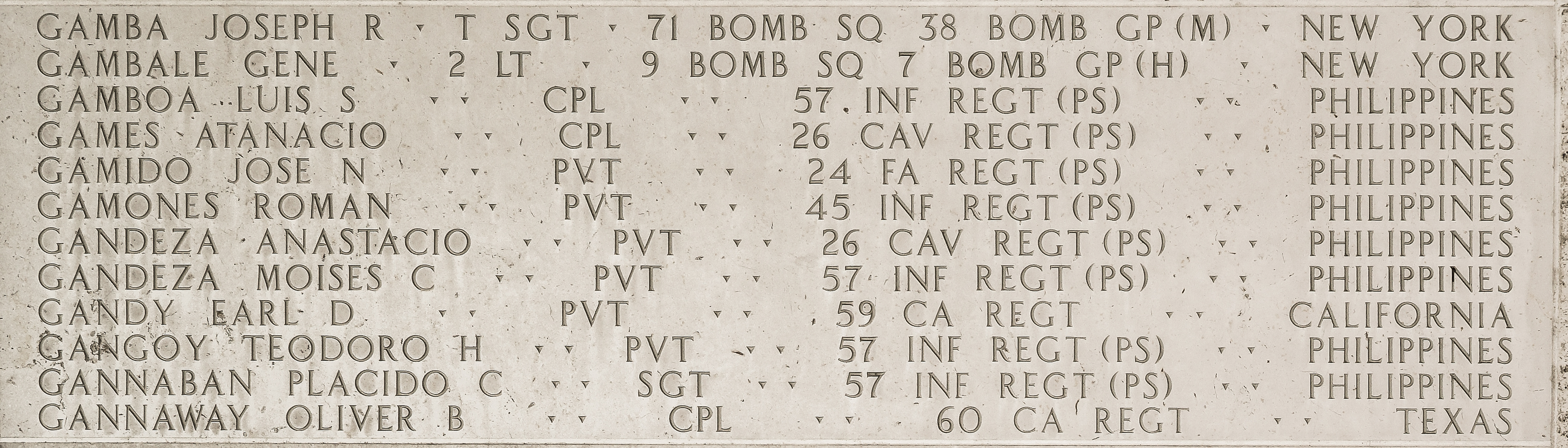 Gene  Gambale, Second Lieutenant